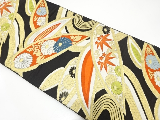 アンティーク　流水に笹模様織り出し袋帯（材料）